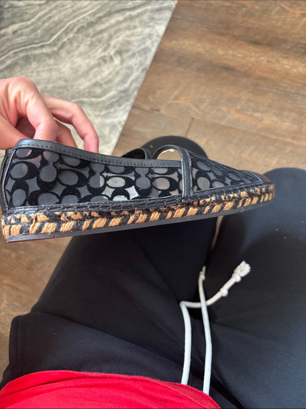 Coach Black Signature Mesh Espadrille Loafers - Picture 7 of 9